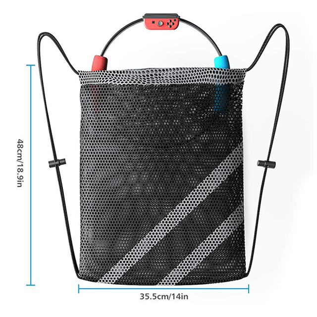 Large Capacity Washable Black Drawstring Mesh Pouch Carrying Bag Case For Nintendo Switch Ring Fit Adventure
